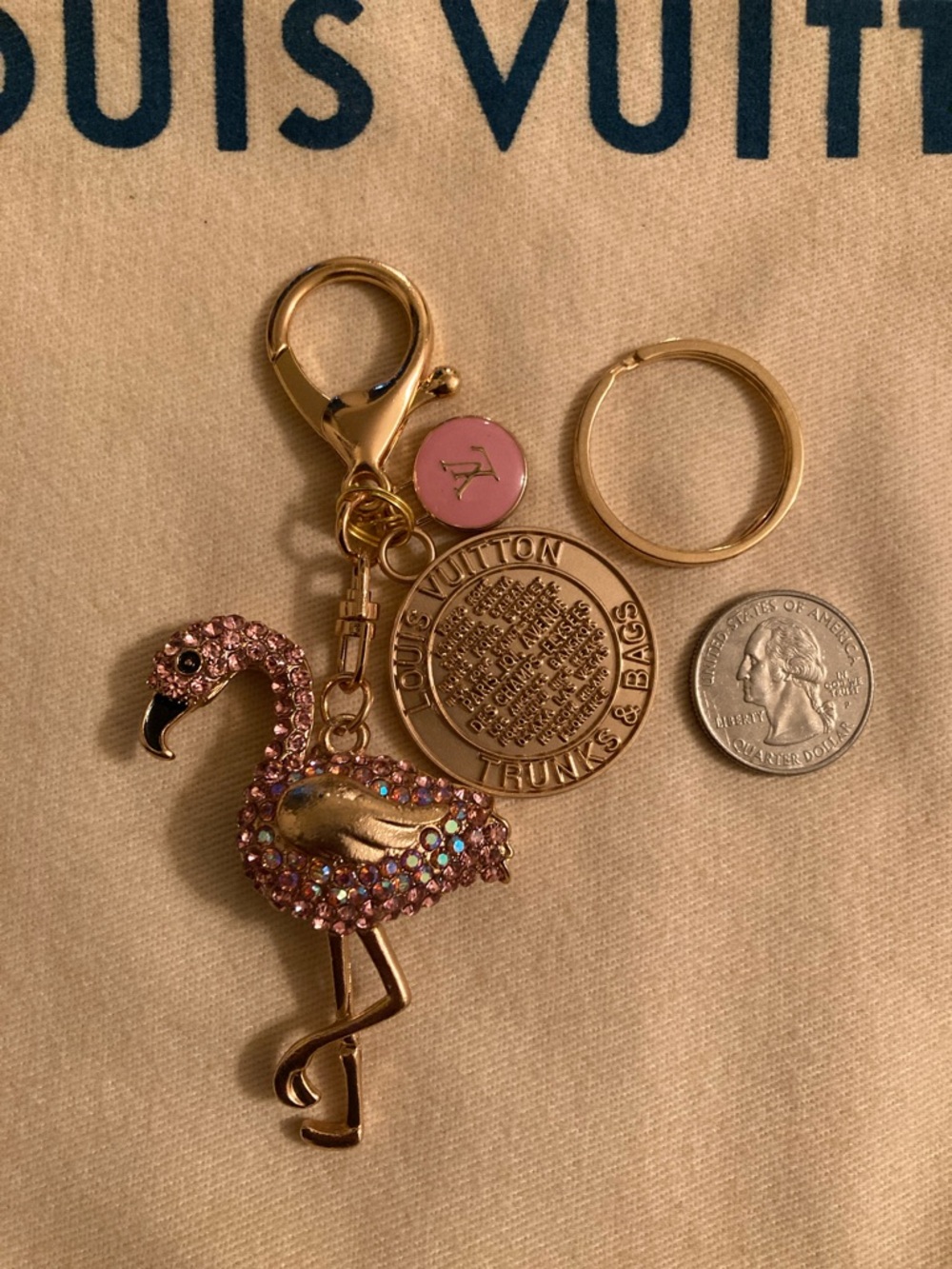 Louis Vuitton Upcycled Flamingo 🦩 Charm/Zipper Pull Purse Charm/Keychain NWOT - Picture 9 of 11